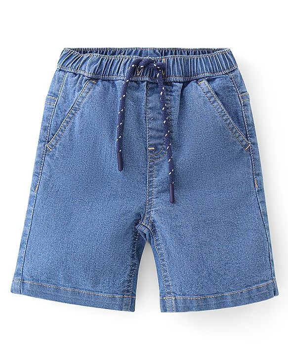 Babyhug Cotton Woven Half Sleeves Shirt & Denim Shorts Set Leaf Print - Blue
