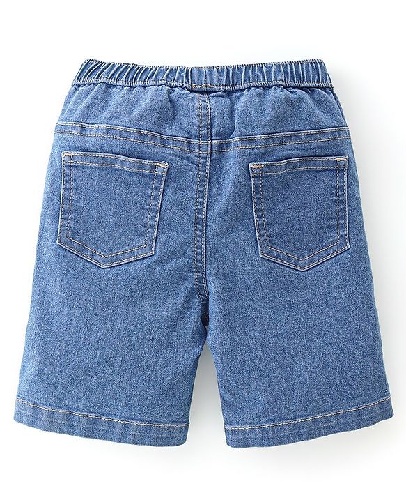 Babyhug Cotton Woven Half Sleeves Shirt & Denim Shorts Set Leaf Print - Blue