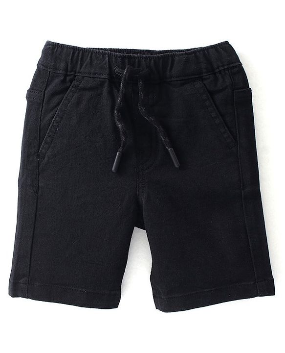 Babyhug Cotton Woven Half Sleeves Shirt & Denim Shorts With Abstract Print - Black