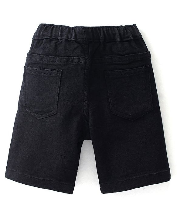 Babyhug Cotton Woven Half Sleeves Shirt & Denim Shorts With Abstract Print - Black