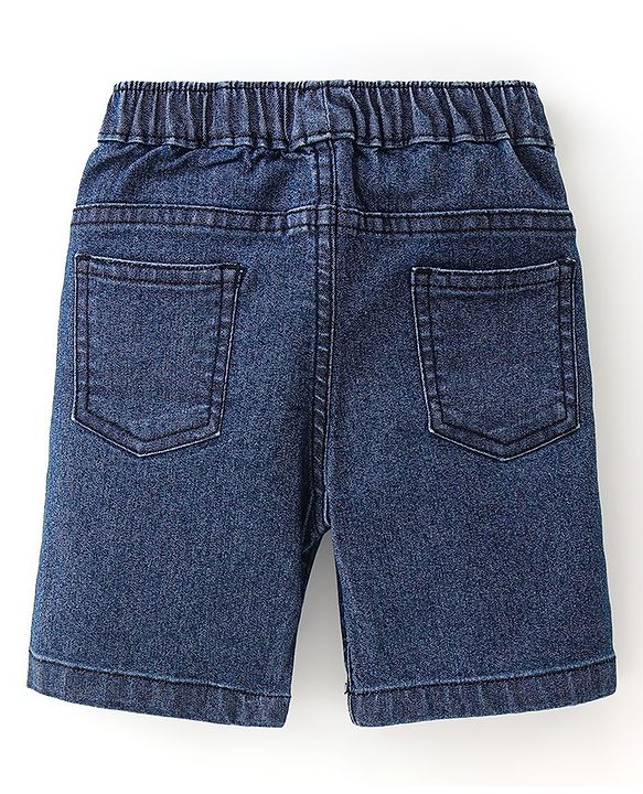 Babyhug Cotton Woven Half Sleeves Shirt & Denim Shorts With Striped - Pink & Blue