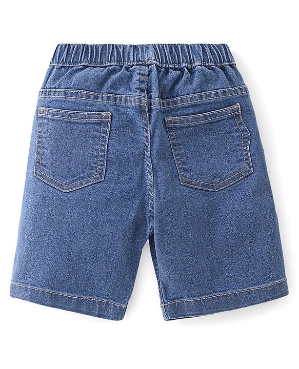 Babyhug Cotton Woven Half Sleeves Shirt & Denim Shorts With Feather - Navy Blue