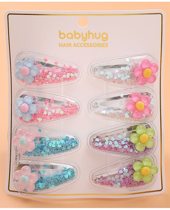Babyhug Snap Clips with Floral Applique  Free Size - Multicolor