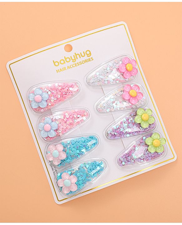 Babyhug Snap Clips with Floral Applique  Free Size - Multicolor
