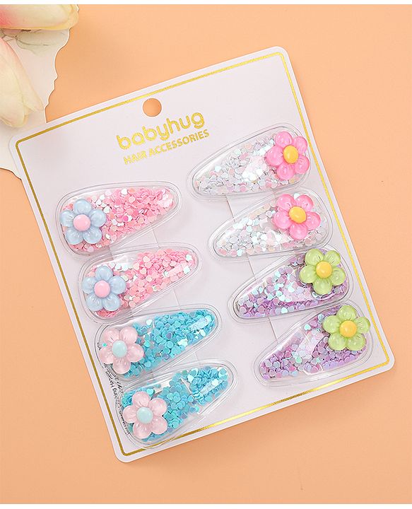 Babyhug Snap Clips with Floral Applique  Free Size - Multicolor