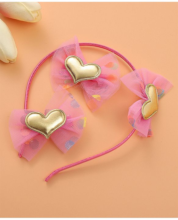 Babyhug Hair Accessories Combo Set with Heart & Bow Applique Free Size   -  Multicolor