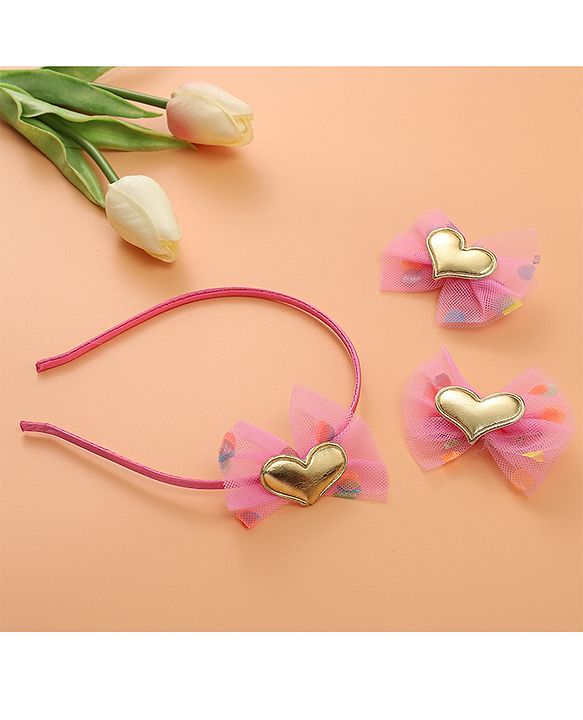 Babyhug Hair Accessories Combo Set with Heart & Bow Applique Free Size   -  Multicolor