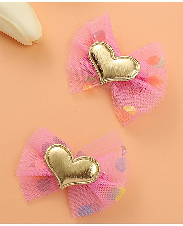 Babyhug Hair Accessories Combo Set with Heart & Bow Applique Free Size   -  Multicolor