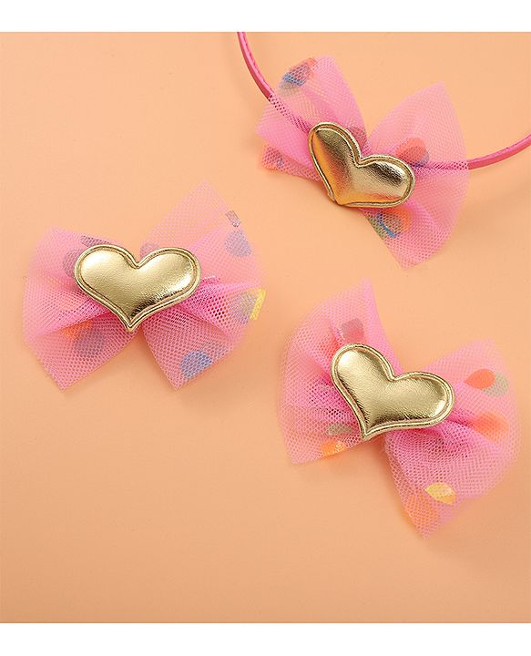 Babyhug Hair Accessories Combo Set with Heart & Bow Applique Free Size   -  Multicolor