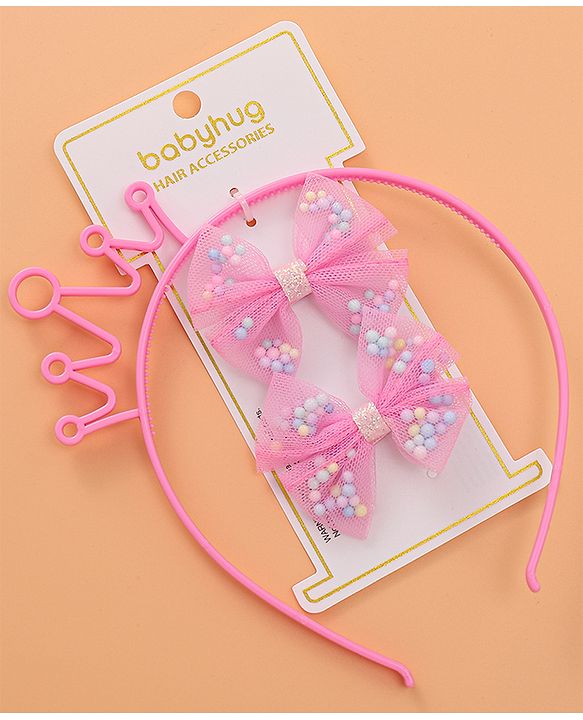 Babyhug Hair Accessories Combo Set with Crown Applique Free Size   -  Multicolor