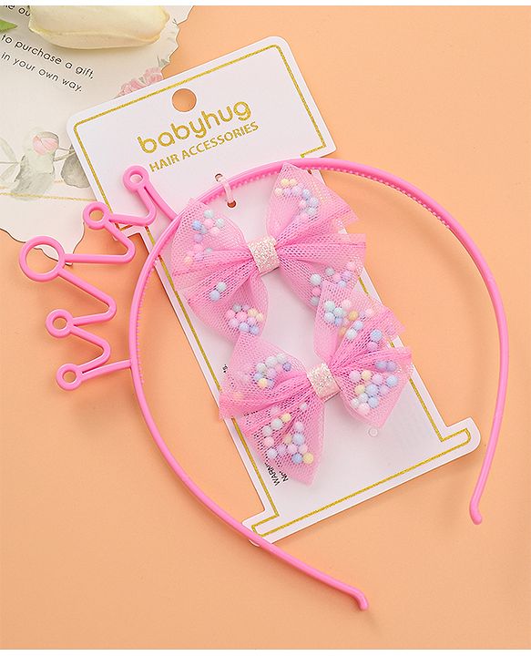 Babyhug Hair Accessories Combo Set with Crown Applique Free Size   -  Multicolor