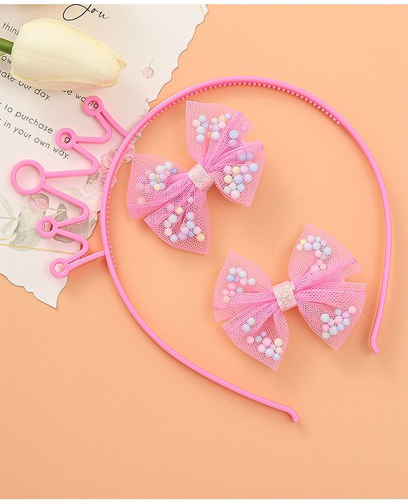 Babyhug Hair Accessories Combo Set with Crown Applique Free Size   -  Multicolor