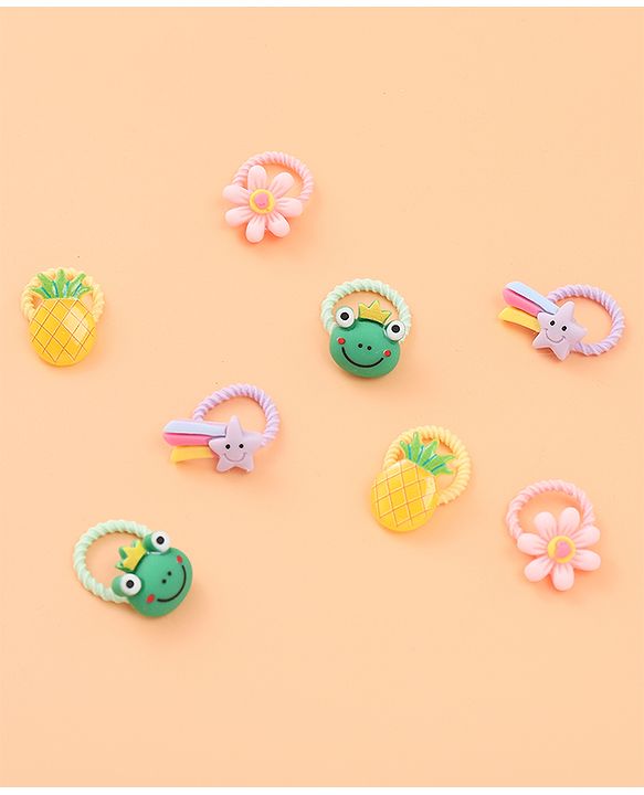 Babyhug Rubber Bands Sets  with Floral Applique Free Size - Multicolor