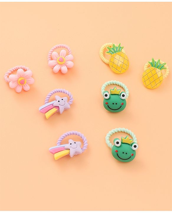 Babyhug Rubber Bands Sets  with Floral Applique Free Size - Multicolor