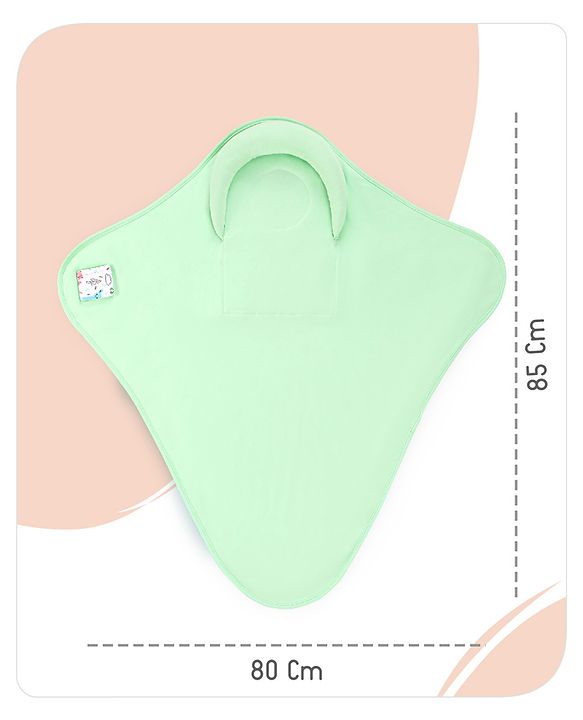 Babyhug Premium Cotton Snug Pod Baby Wrap Animal Print- White & Green