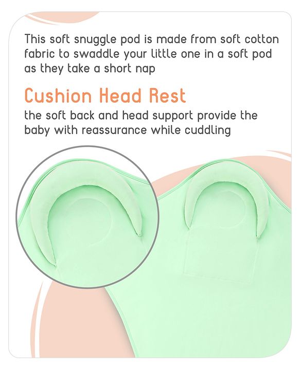 Babyhug Premium Cotton Snug Pod Baby Wrap Animal Print- White & Green
