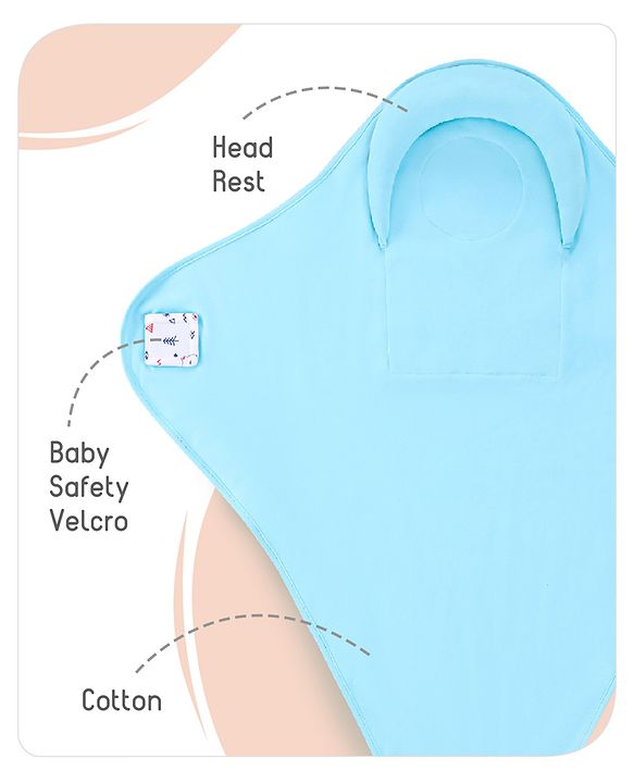 Babyhug Premium Cotton Snug Pod Baby Wrap Animal Print- White & Green