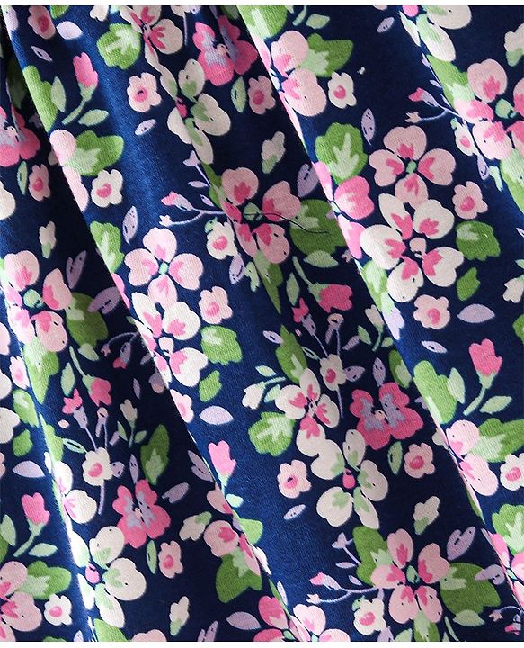 Babyhug Cotton Jersey Knit Sleeveless Frock Floral Print - Blue
