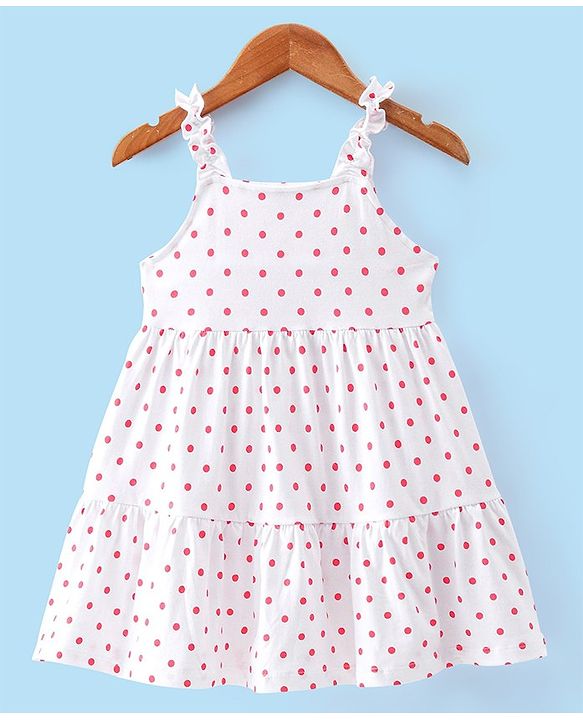 Babyhug Cotton Jersey Woven Sleeveless Frock with Sleeveless Jacket Floral Print - White & Peach