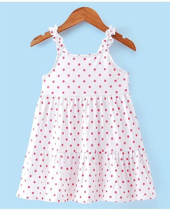 Babyhug Cotton Jersey Woven Sleeveless Frock with Sleeveless Jacket Floral Print - White & Peach