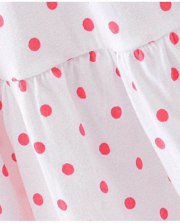 Babyhug Cotton Jersey Woven Sleeveless Frock with Sleeveless Jacket Floral Print - White & Peach
