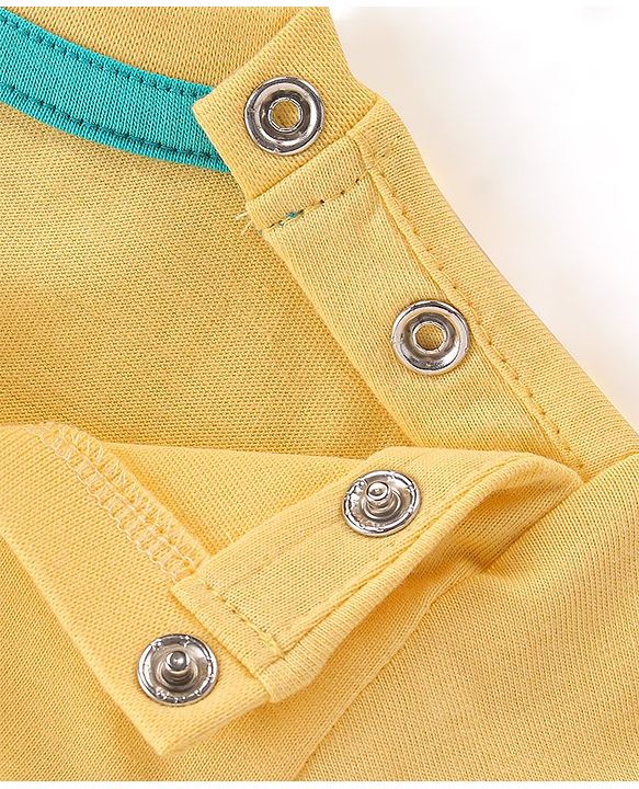 Babyhug Cotton Knit  Half Sleeves T-Shirt  with Turtle Graphics - Yellow