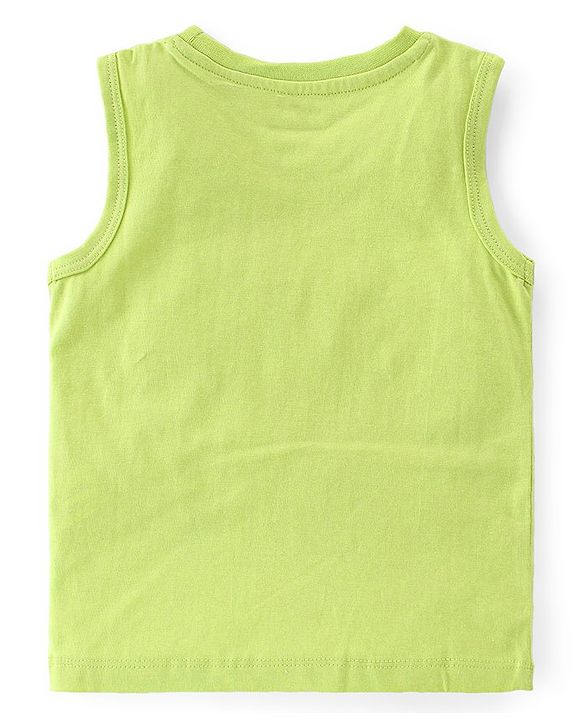Babyhug 100% Cotton Knit Sleeveless T-Shirt Stripes & Bear Graphics Pack Of 3 - Multicolor