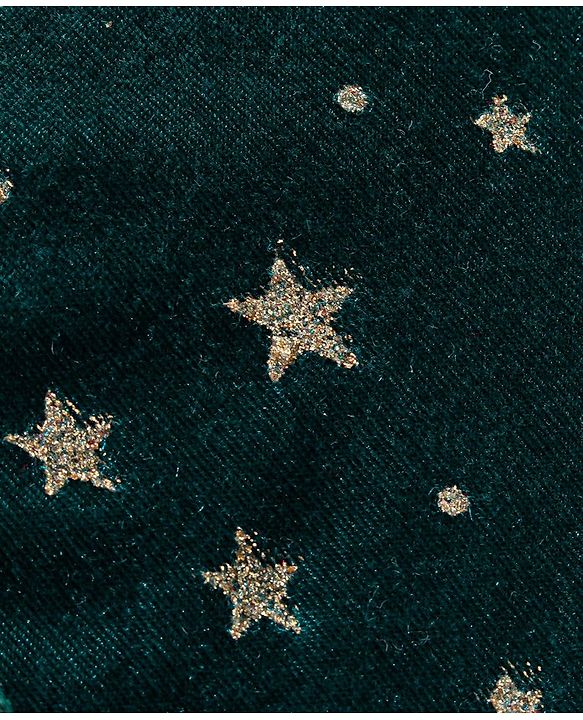 Babyhug Velour Knit Full Sleeves Frock Star Print - Green