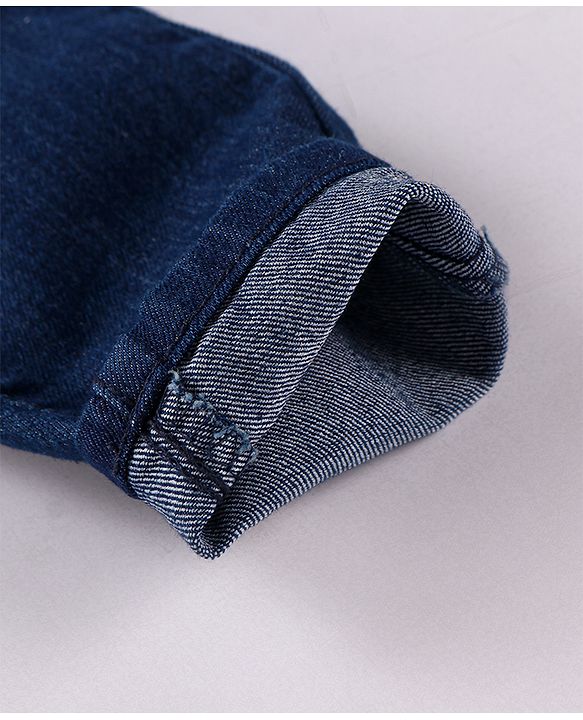 Babyhug Full Length Solid Color Denim Jeans With Stretch - Dark Blue