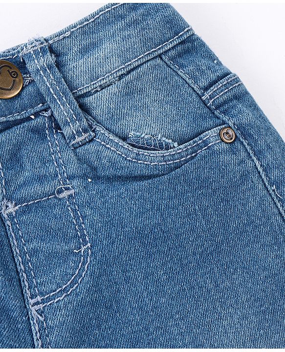 Babyhug Full Length Solid Color Denim Jeans With Stretch - Dark Blue