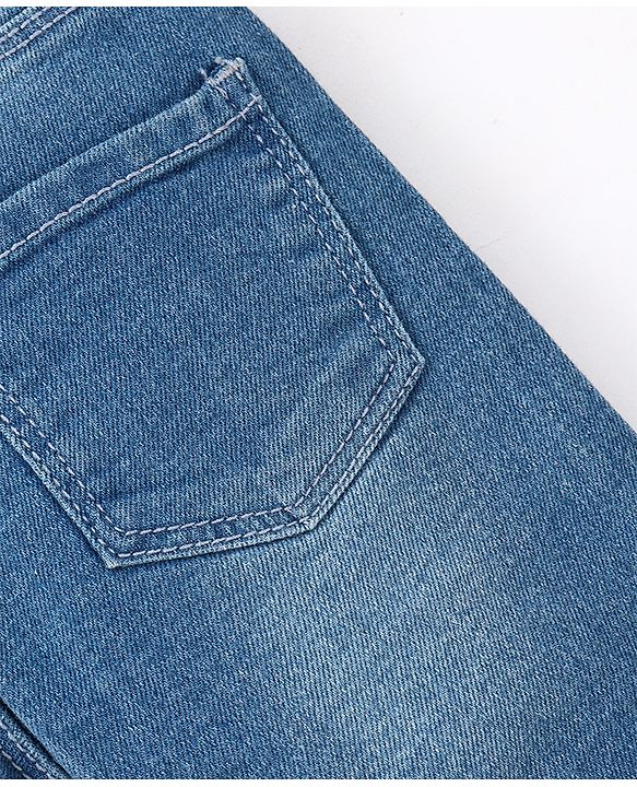 Babyhug Full Length Solid Color Denim Jeans With Stretch - Dark Blue