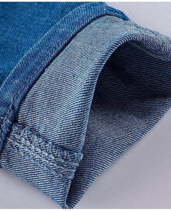 Babyhug Full Length Solid Color Denim Jeans With Stretch - Dark Blue