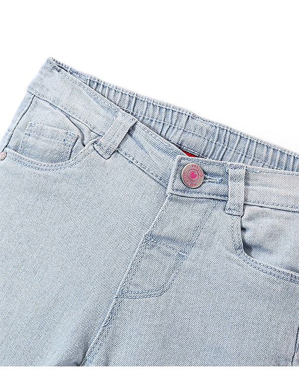 Babyhug Full Length Solid Color Denim Jeans With Stretch - Dark Blue