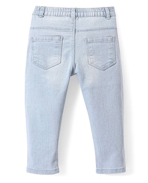 Babyhug Full Length Solid Color Denim Jeans With Stretch - Dark Blue