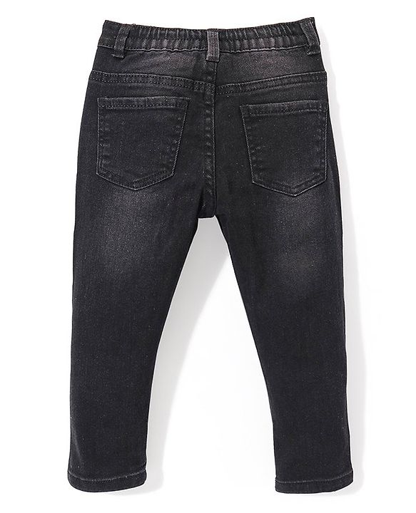 Babyhug Full Length Solid Color Denim Jeans With Stretch - Dark Blue