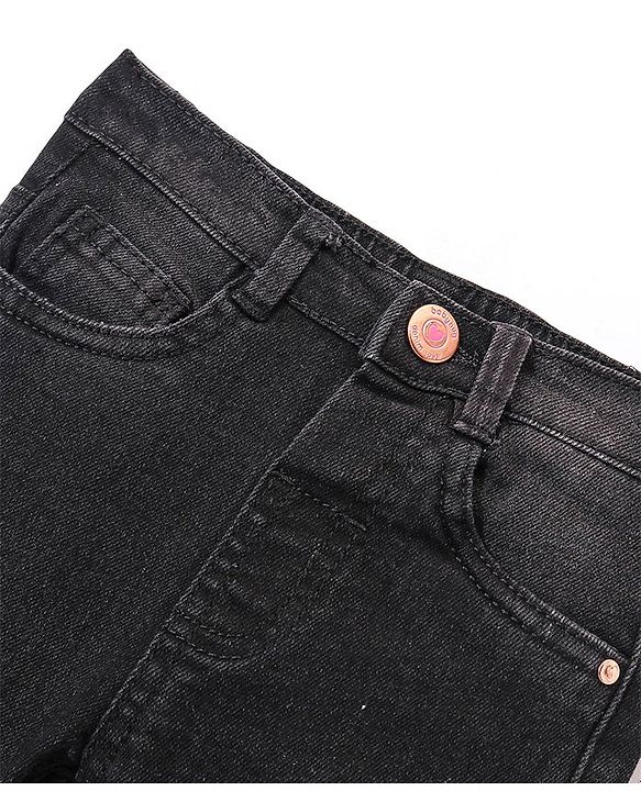 Babyhug Full Length Solid Color Denim Jeans With Stretch - Dark Blue