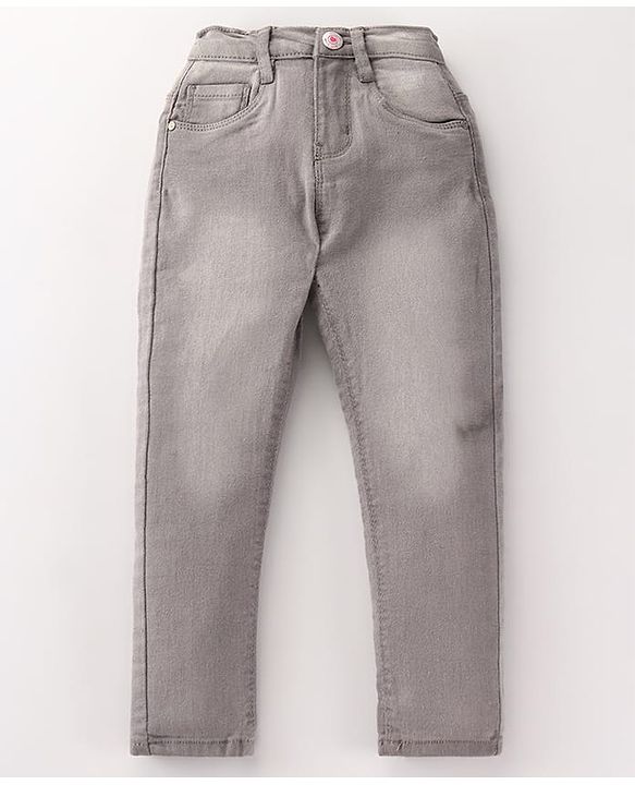 Babyhug Full Length Solid Color Denim Jeans With Stretch - Dark Blue