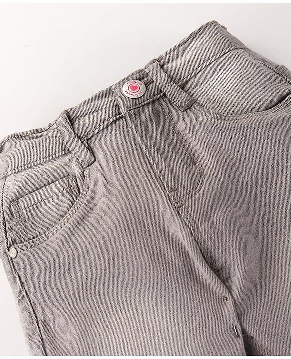 Babyhug Full Length Solid Color Denim Jeans With Stretch - Dark Blue