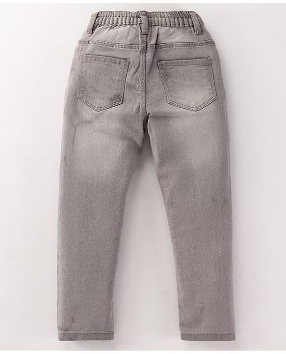 Babyhug Full Length Solid Color Denim Jeans With Stretch - Dark Blue
