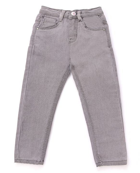 Babyhug Full Length Solid Color Denim Jeans With Stretch - Dark Blue