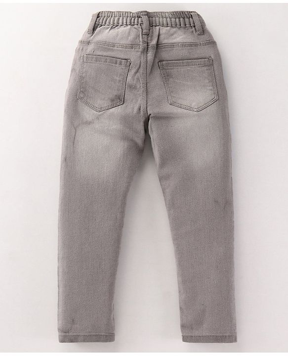 Babyhug Full Length Solid Color Denim Jeans With Stretch - Dark Blue