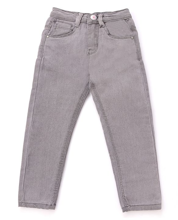 Babyhug Full Length Solid Color Denim Jeans With Stretch - Dark Blue