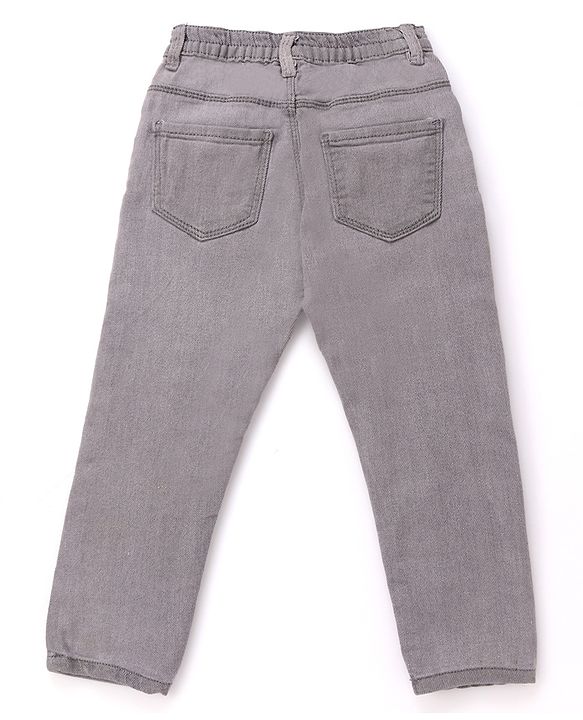 Babyhug Full Length Solid Color Denim Jeans With Stretch - Dark Blue
