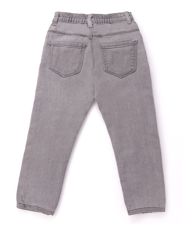 Babyhug Full Length Solid Color Denim Jeans With Stretch - Dark Blue