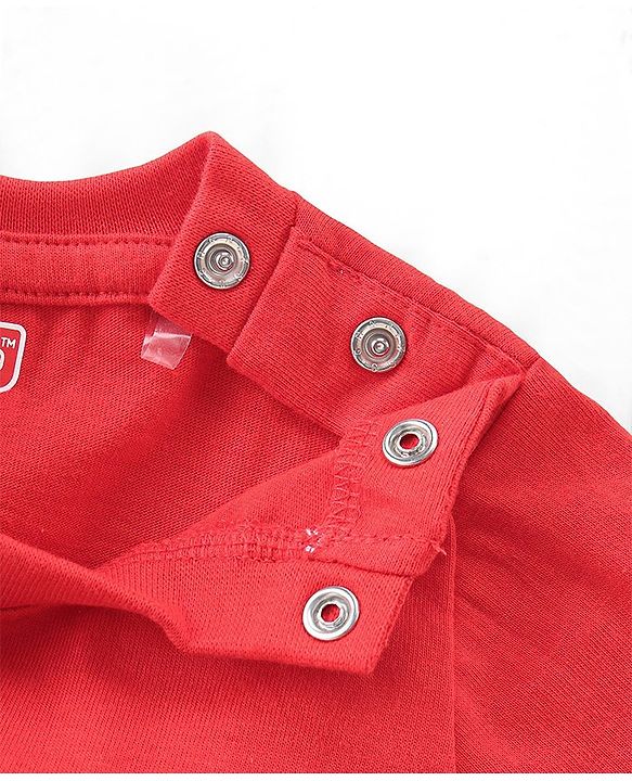 Babyhug Single Jersey Knit Dungarees & Half Sleeves T-Shirt with Watermelon Print - Multicolour