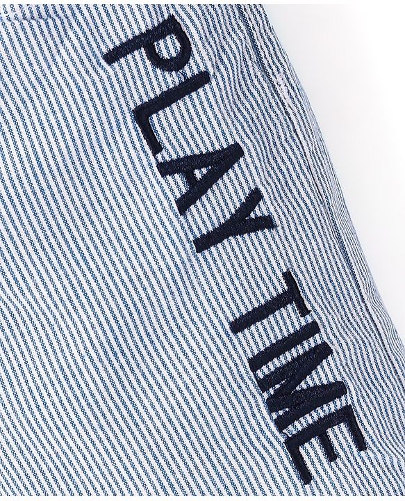 Babyhug 100% Cotton Above Knee Length Striped Bermuda - Blue
