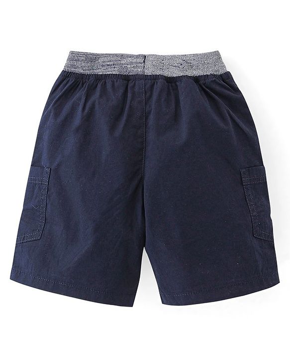 Babyhug Cotton Woven Solid Color Shorts - Navy Blue