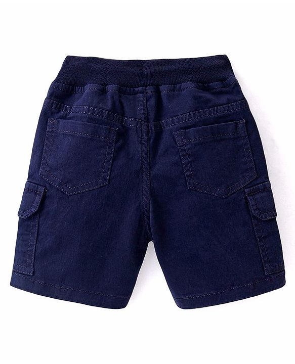 Babyhug  Cotton Spandex  Woven Solid Colour Shorts - Navy Blue