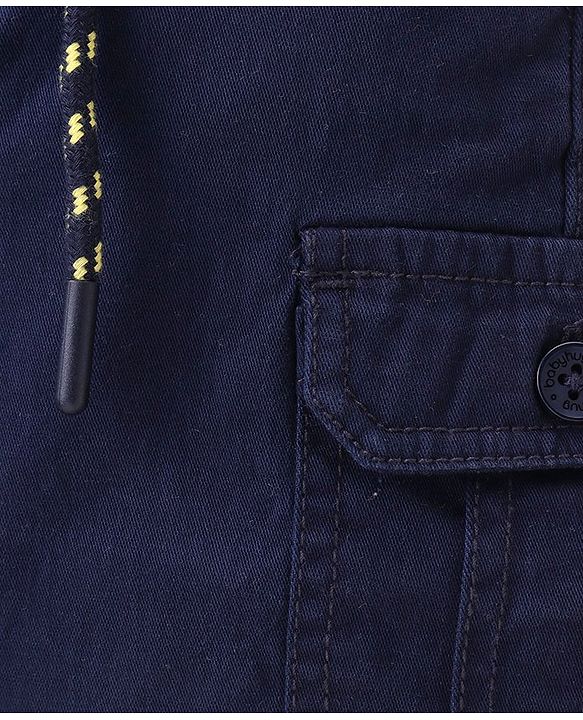 Babyhug  Cotton Spandex  Woven Solid Colour Shorts - Navy Blue