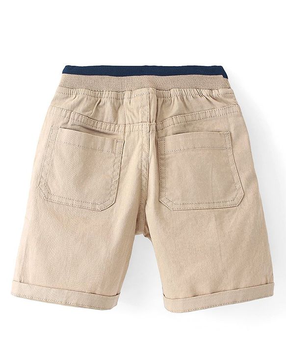 Babyhug Cotton Spandex Bear Printed Shorts -  Beige